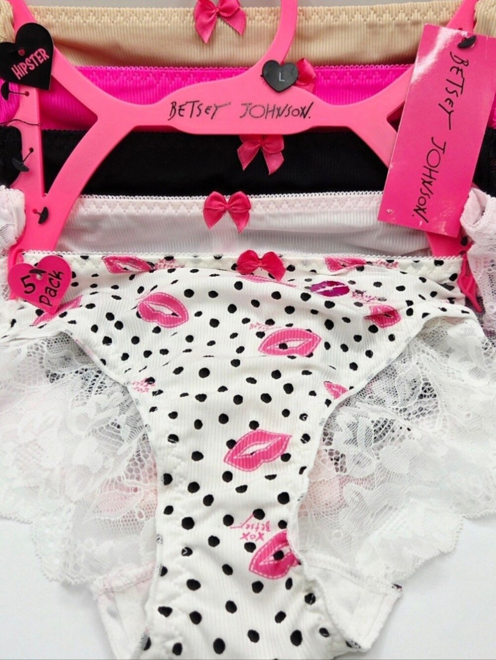 Betsey Johnson Hipster Panties Size Large NWT 4PC